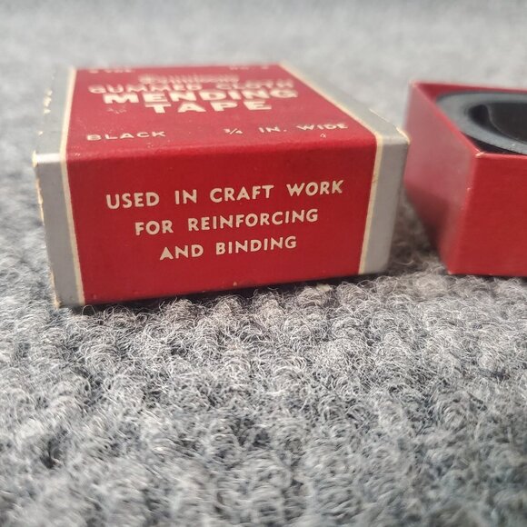 Vintage Dennison Gummed Cloth Mending Tape Black Number 4 9 Yds 1/4 Wide - Picture 6 of 6